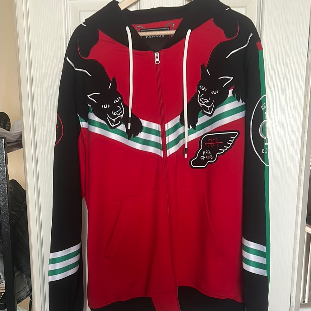 Reason Red and Black Graphic Hoodie